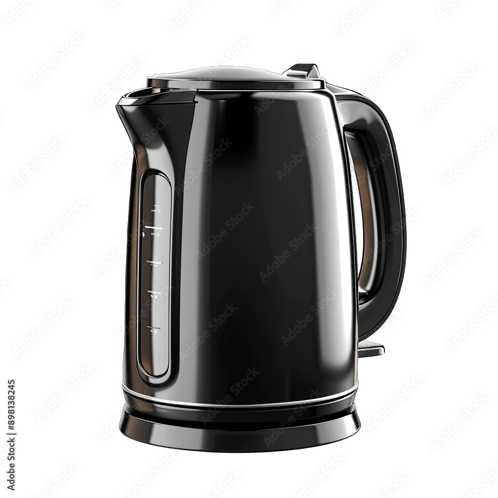Modern stainless steel electric kettle with black handle and base Modern stainless steel electric kettle with black handle and base