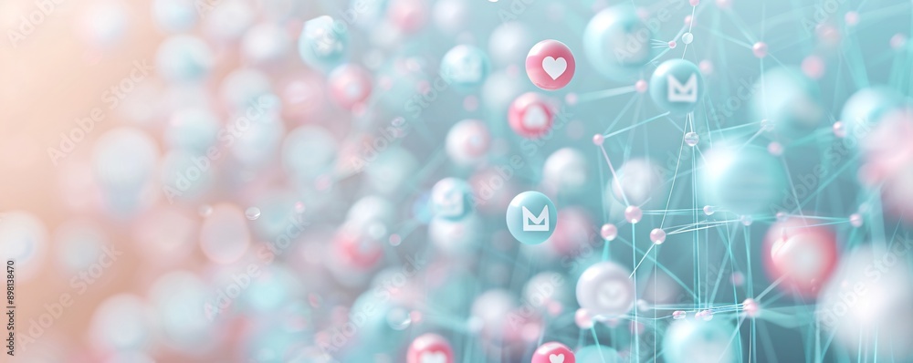A softly lit background with pastel colors, showcasing social media icons in a unique and innovative design A softly lit background with pastel colors, showcasing social media icons in a unique and innovative design