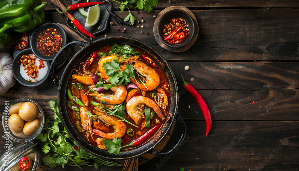 Top view of Tom Yum Kung Top view of Tom Yum Kung