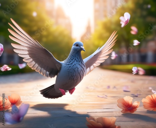 cartoon pigeon with a cute and friendly style