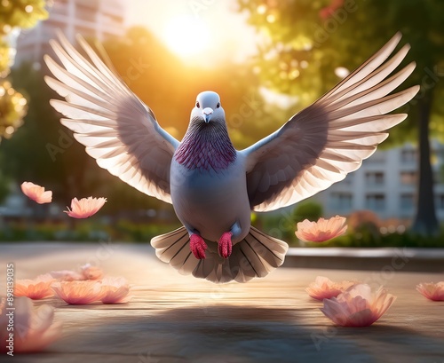 cartoon pigeon with a cute and friendly style