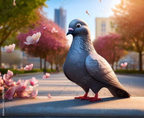 cartoon pigeon with a cute and friendly style