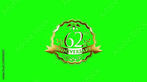 62th Years Anniversary, Happy Anniversary, 62th Anniversary, Happy 62th Years Wedding Anniversary Videos On Green Screen, 62th Anniversary Text Animation Videos photo