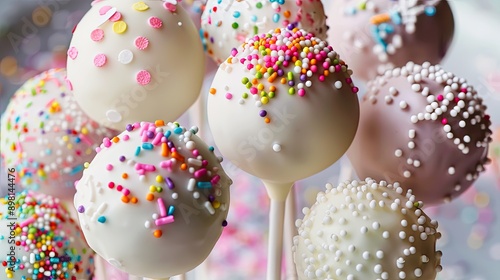 Assorted cake pops on sticks. Selective focus.
