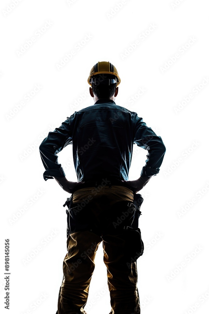 Worker in Hard Hat Silhouette Worker in Hard Hat Silhouette