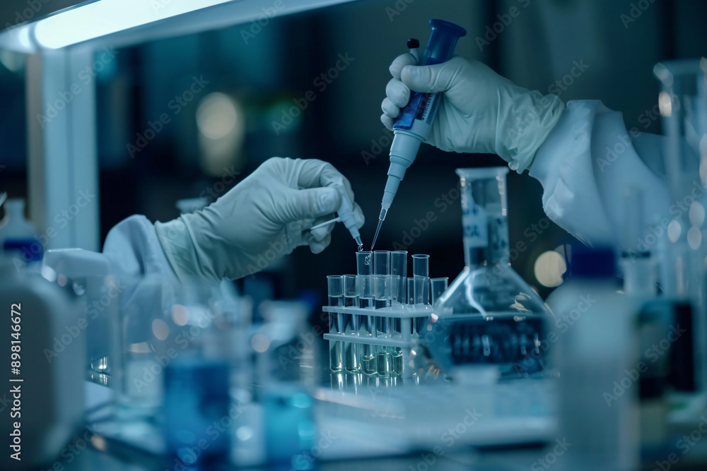 a person pouring liquid into test tubes a person pouring liquid into test tubes