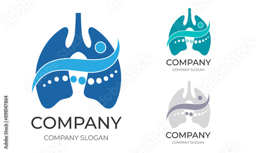 Creative logo concept for Halotherapy / Salt Therapy. Respiratory and skin health. Abstract presentation of important elements - lungs, salt particles, and person. 3 colors. 