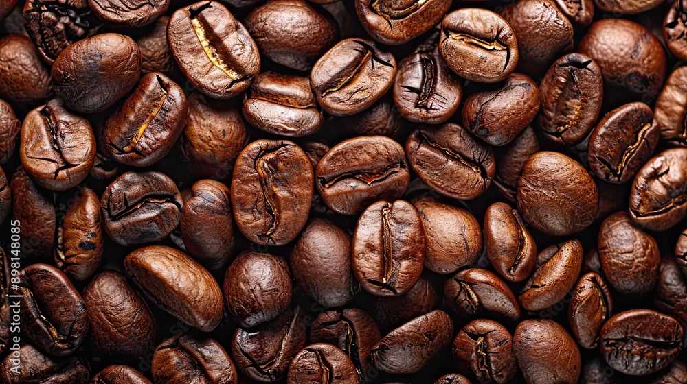 Fototapeta premium Coffee beans background. Roasted coffee beans close up