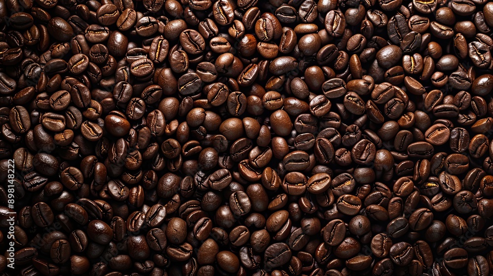 Naklejka premium Coffee beans background. Roasted coffee beans close up