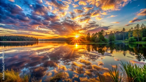 Wallpaper Mural sunrise over the lake Torontodigital.ca