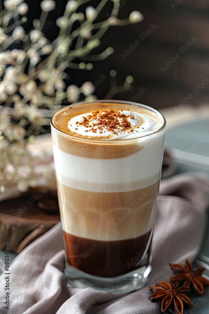 Coffee latte in a glass on a light background Coffee latte in a glass on a light background