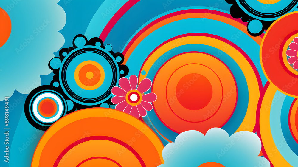 Obraz premium funky colorful 60s style pattern wallpaper