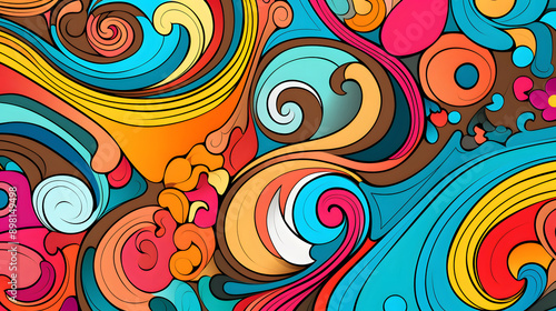 funky colorful 60s style pattern wallpaper