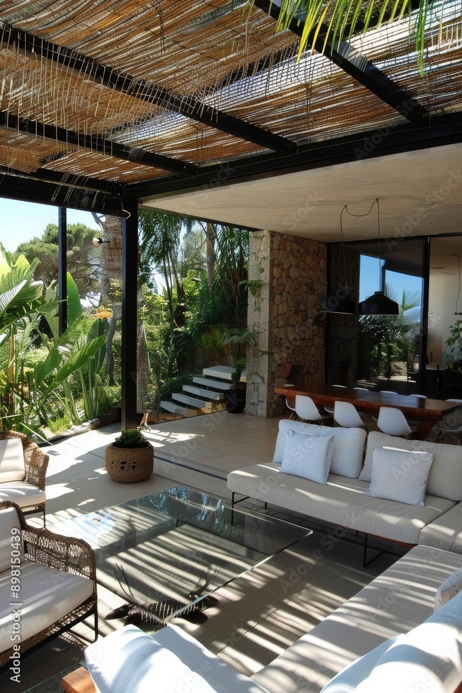 Luxury villa with swimming pool, view from the terrace Luxury villa with swimming pool, view from the terrace