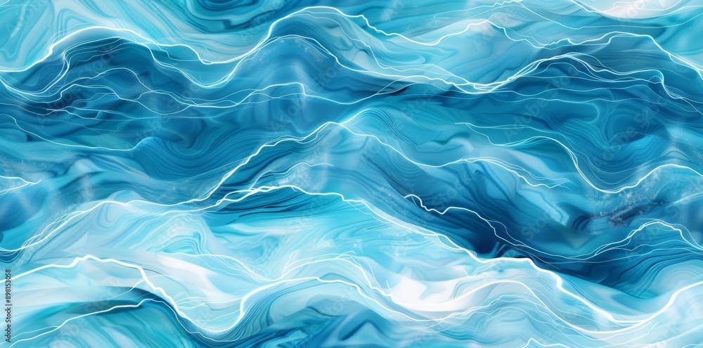 Abstract waves with dynamic motion, presented in a seamless ocean design using watercolor style Abstract waves with dynamic motion, presented in a seamless ocean design using watercolor style