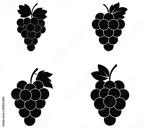 Grapes set silhouette vector illustration
