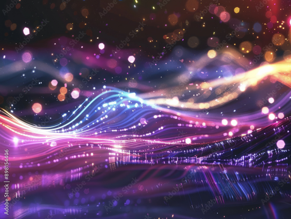 Abstract colorful light waves with bokeh effect in dark background Abstract colorful light waves with bokeh effect in dark background