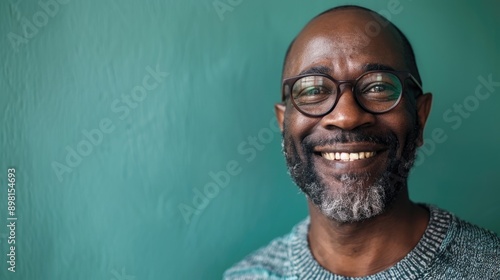 A smiling man wearing glasses and a sweater