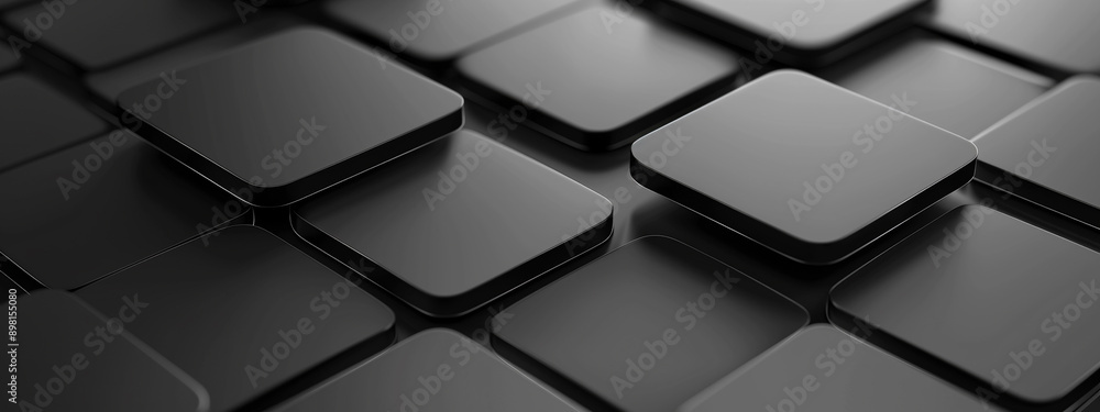 Fototapeta premium Abstract black and metal color geometric square background with copy space.