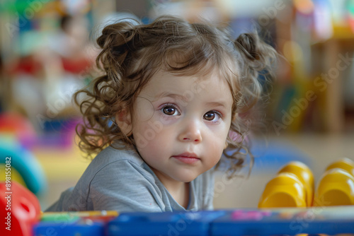 Young toddler girl in kindergarden child day care