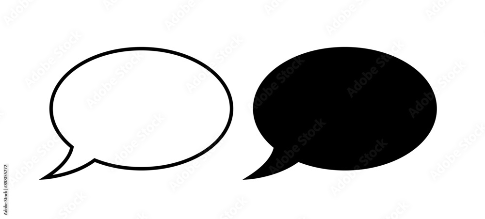 Blank Round Speech Bubble Line Flat Icons Blank Round Speech Bubble Line Flat Icons