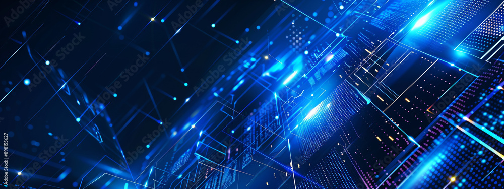 Fototapeta premium abstract digital blue technology background. 