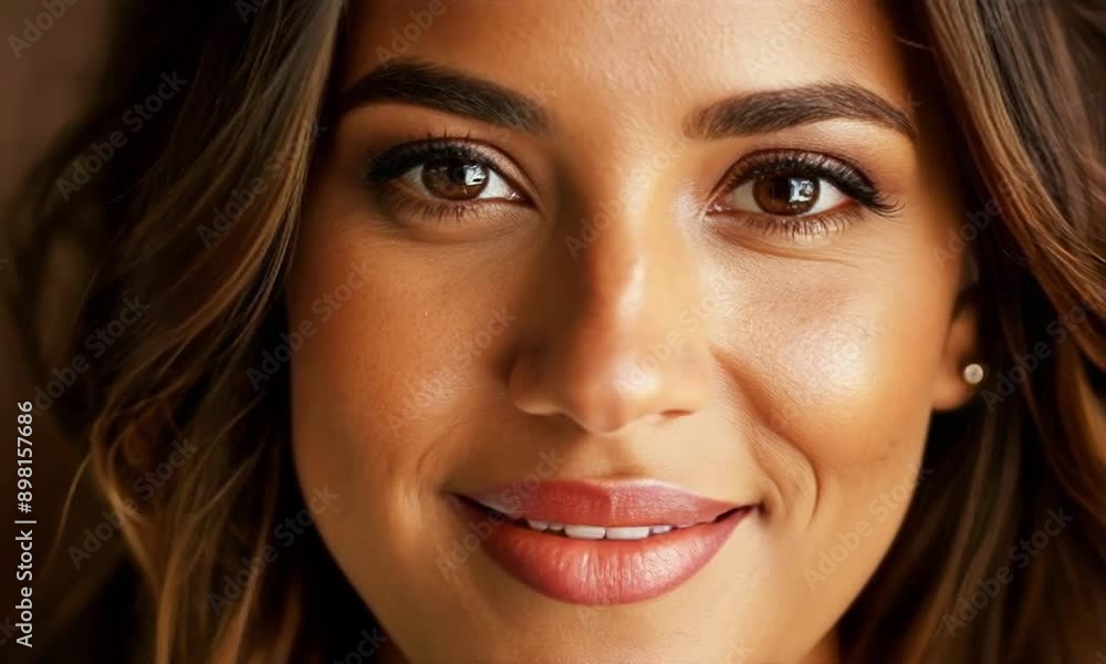 Radiant Smile of a Brunette Woman in Close-Up - ai generative Radiant Smile of a Brunette Woman in Close-Up - ai generative