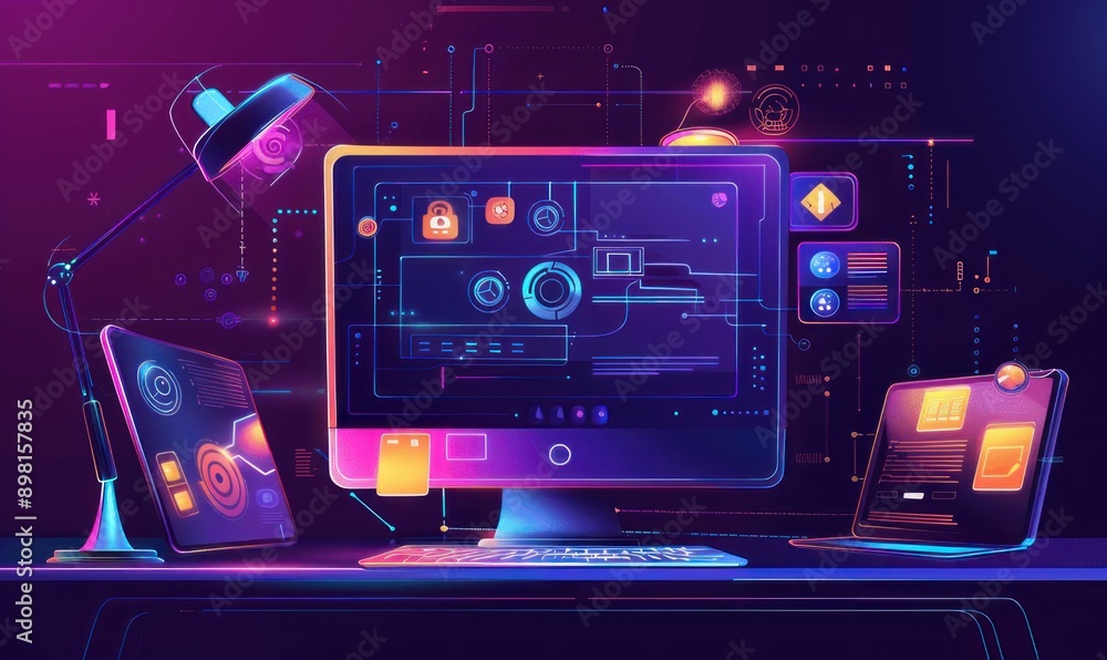 Obraz premium Artificial Intelligence AI Digitalant architect creating artificial intelligence web design.