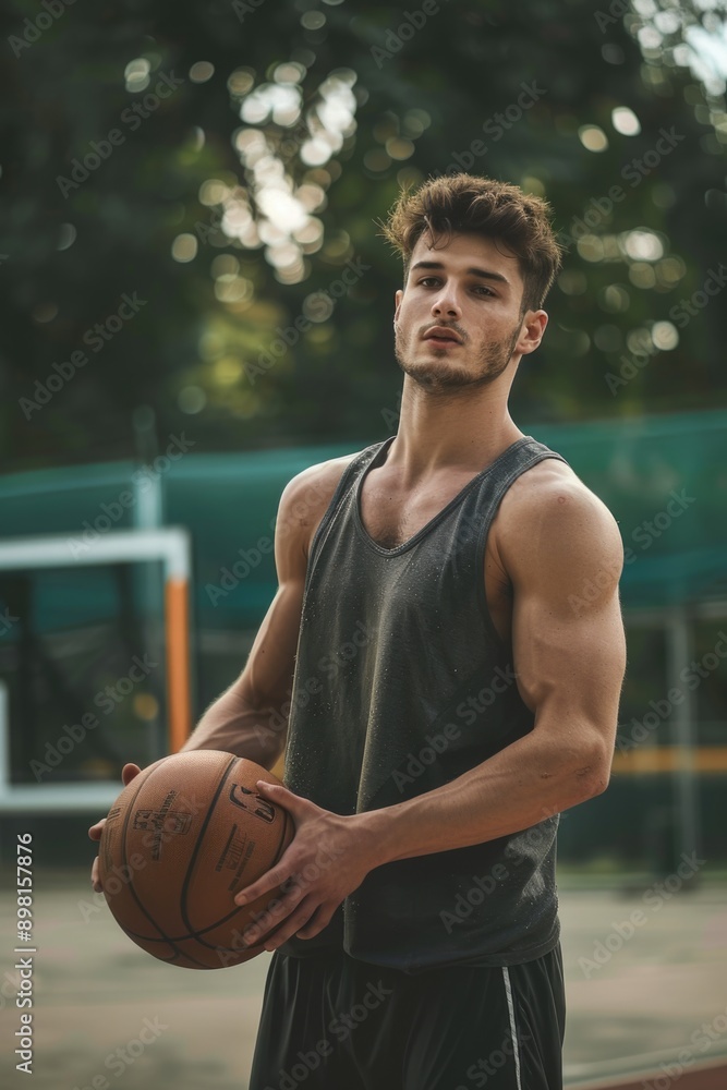 Man Holding Basketball on Court Man Holding Basketball on Court