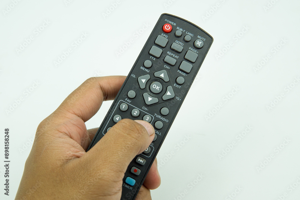 Modern smart TV remote control isolated on white Modern smart TV remote control isolated on white