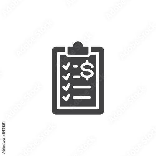 Clipboard with a check mark and dollar sign vector icon