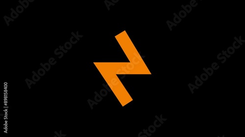 Rune Sowilo animation on transparent background. Lightning icon with Alpha channel. Fantasy magic power symbol. Animated mystery symbol. 2d cartoony animation. Animated cartoon. Film grain photo