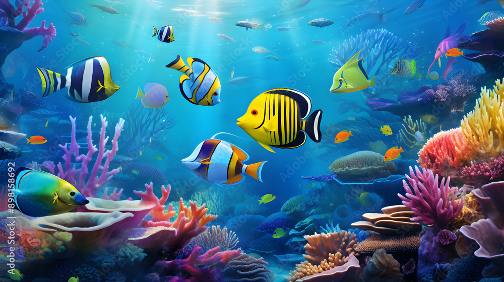 Naklejka premium Whimsical Marine Life Themed Personal E-Card - Send Your Wishes with a Splash of Sea Colors