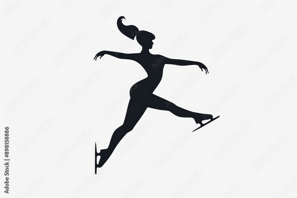 Silhouette of a figure skater in mid-leap on the ice rink, exuding energy, skill, and elegance that embodies the spirit of figure skating as a sport and art. Silhouette of a figure skater in mid-leap on the ice rink, exuding energy, skill, and elegance that embodies the spirit of figure skating as a sport and art.