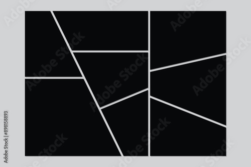 Black photo frame collage template