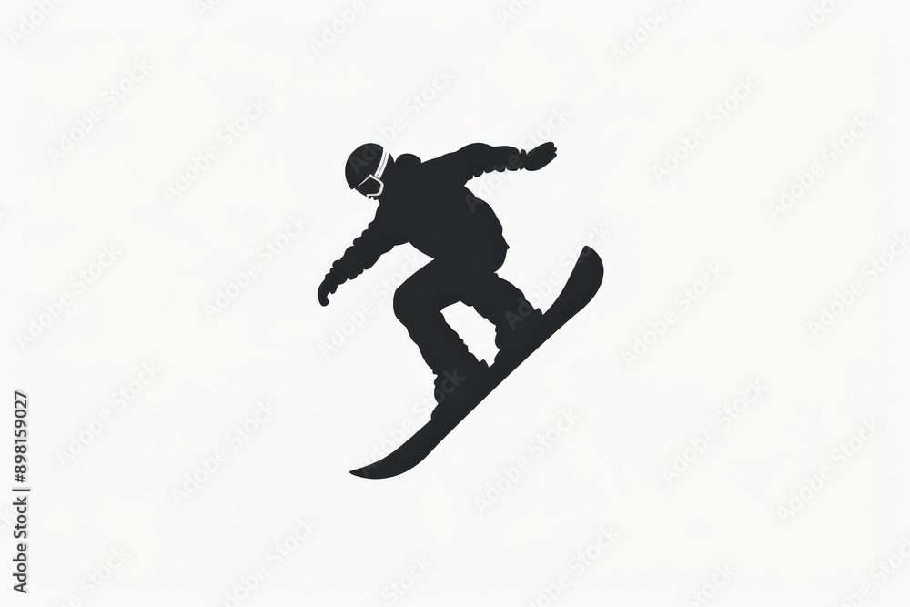 A dynamic silhouette of a snowboarder captured mid-jump high in the air, with board angled and arms outstretched, representing freedom, thrill, and athletic prowess. A dynamic silhouette of a snowboarder captured mid-jump high in the air, with board angled and arms outstretched, representing freedom, thrill, and athletic prowess.