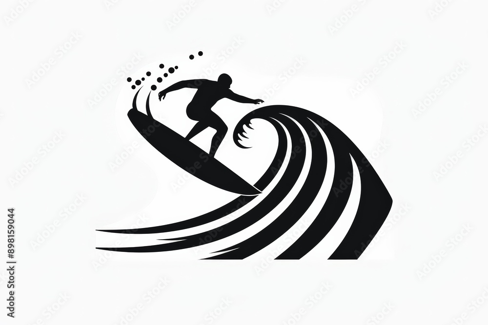 A silhouette of a surfer skillfully maneuvering on a wave with impressive spray, capturing the essence of surfing and the excitement of ocean adventures in a black and white style. A silhouette of a surfer skillfully maneuvering on a wave with impressive spray, capturing the essence of surfing and the excitement of ocean adventures in a black and white style.