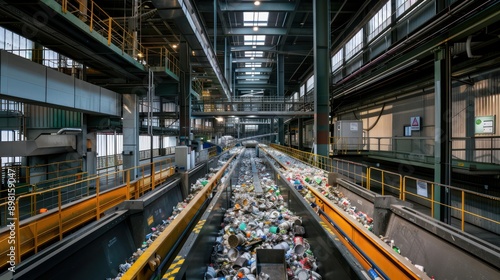 smart recycling facility where AI sorts and processes waste materials for maximum efficiency and sustainability