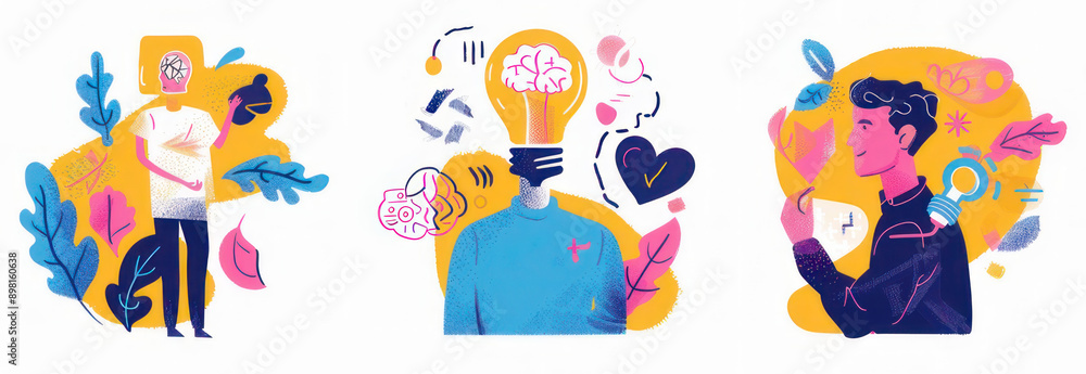 A set of three posters for AI power Creative idea business solutions illustration. A set of three posters for AI power Creative idea business solutions illustration.