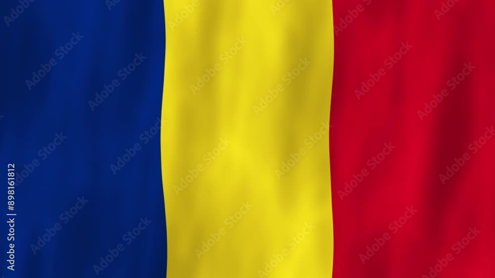 Romania flag country animation 3D symbol design waving in wind movement national patriotism world culture emblem banner blue yellow red Europe Romania flag country animation 3D symbol design waving in wind movement national patriotism world culture emblem banner blue yellow red Europe