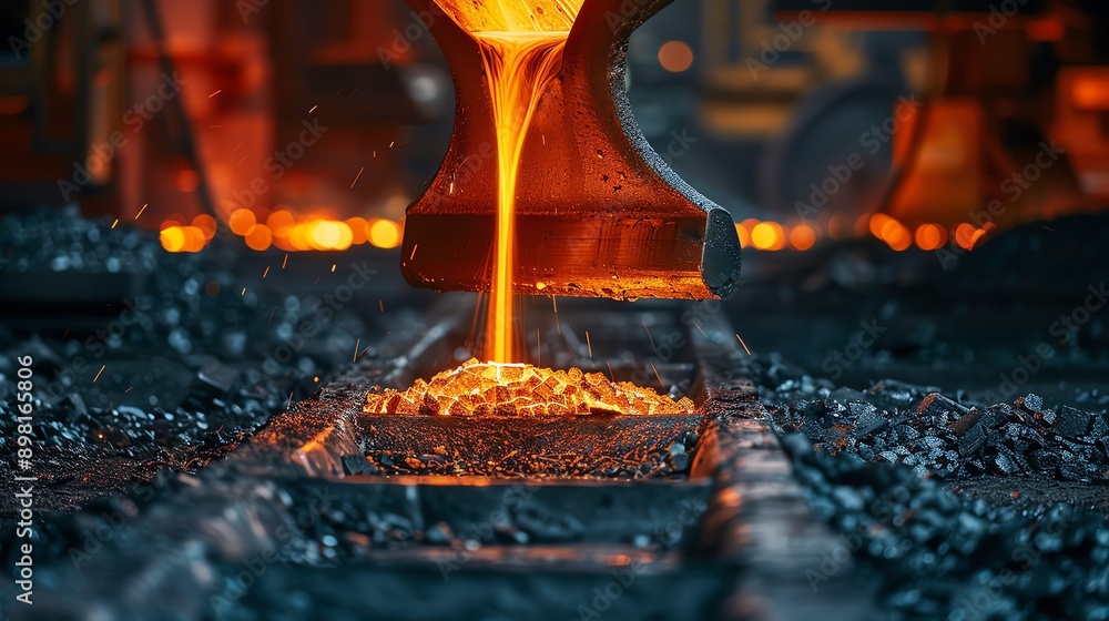 Molten Metal Pouring in Steel Mill. Molten Metal Pouring in Steel Mill.