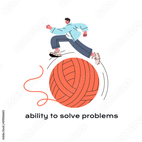 Ability to solve problems concept. Determined employee rushes to success. Office worker challenges obstacles with aspiration. Overcome difficulties skills. Flat isolated vector illustration on white