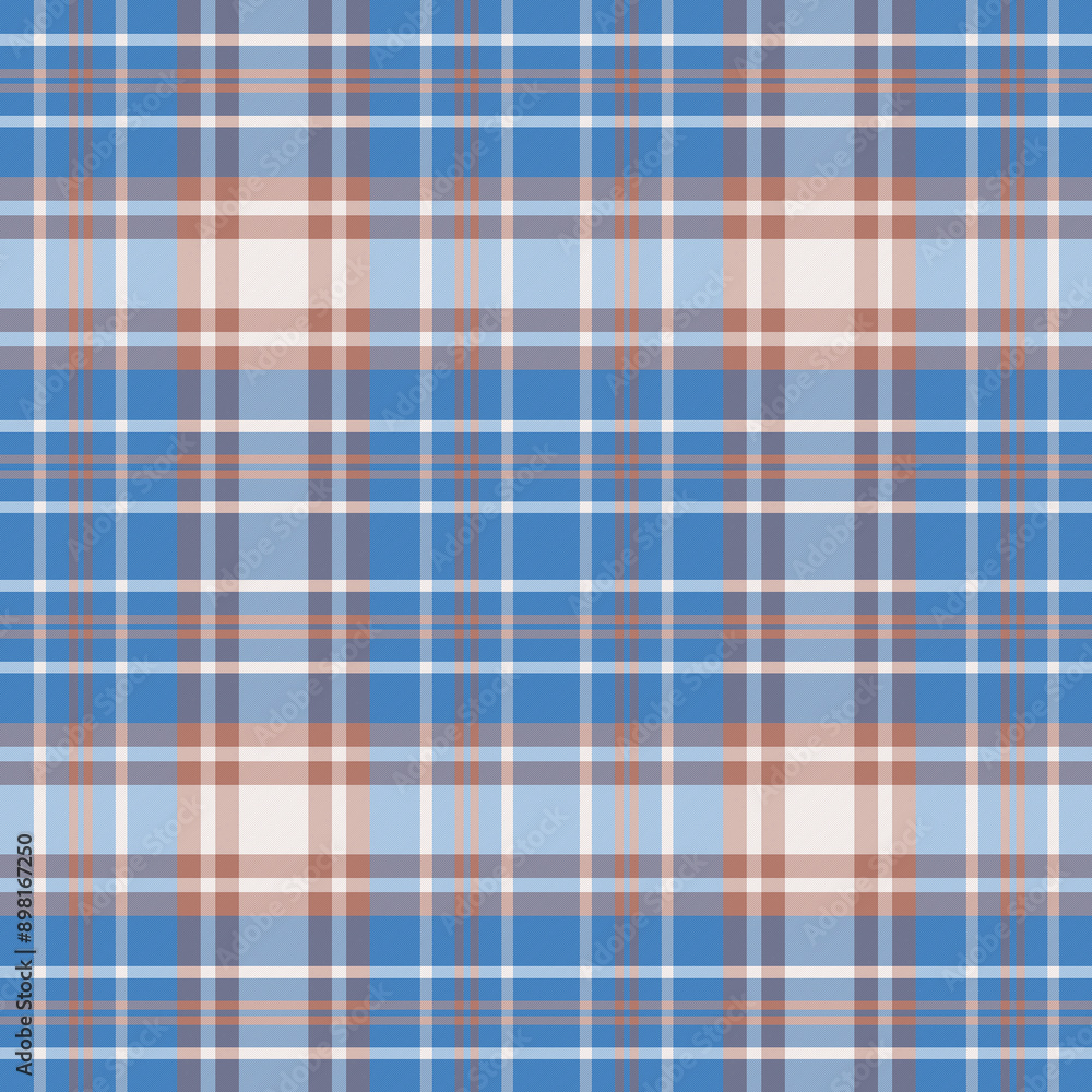 Fototapeta premium Tartan plaid. Scottish pattern in blue, red and white cage. Scottish cage. Traditional Scottish checkered background. Seamless fabric texture For textile, packing.