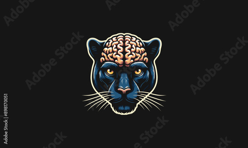 head panther zombie with brain vector mascot design