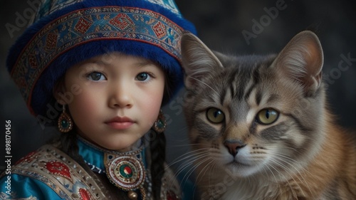 Young Yakutian Laika and cat
 photo