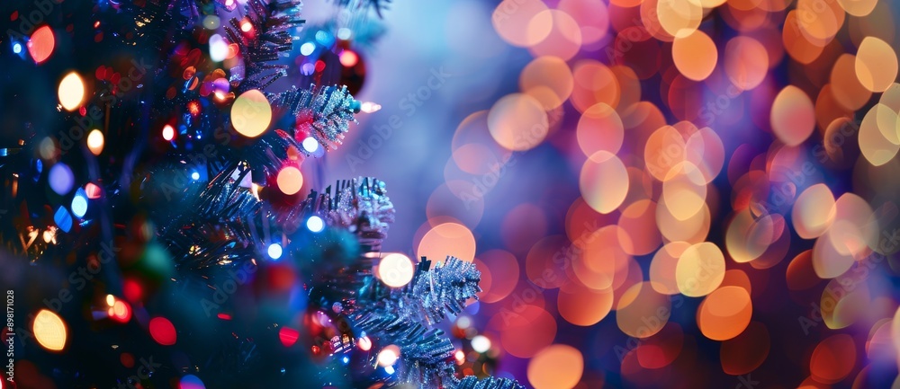 Abstract background blury christmas image with glitter fairy lights dark nighttime festive atmosphere. Holiday time with glitter explosion and tree decorations. New year. Abstract background blury christmas image with glitter fairy lights dark nighttime festive atmosphere. Holiday time with glitter explosion and tree decorations. New year.
