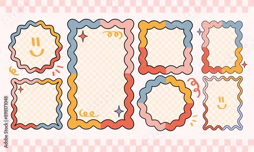 Set of Retro Groovy Border Frame
