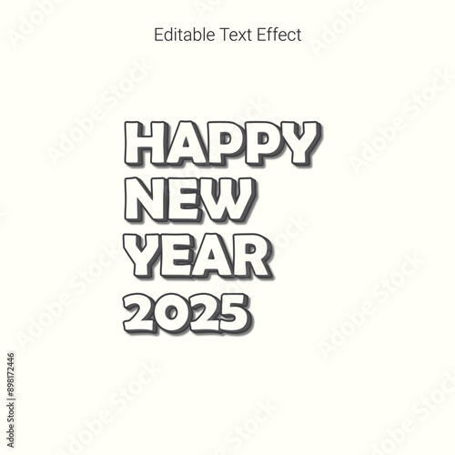 Happy New Year 2025 premium editable text effect Vector illustration template