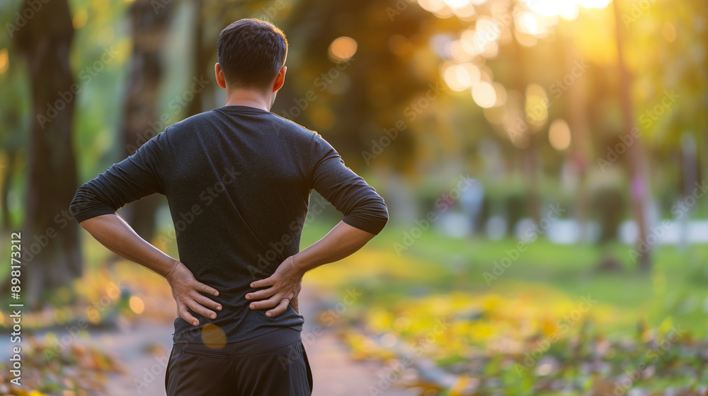 Generate a detailed 4K image for a Physiotherapist's Instagram post, illustrating a person specifically suffering from low back pain. Exclude both foreground and background elements to keep Generate a detailed 4K image for a Physiotherapist's Instagram post, illustrating a person specifically suffering from low back pain. Exclude both foreground and background elements to keep