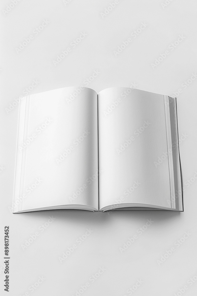 Simple open book mockup against a white background, showcasing the versatility of the blank pages, Simple open book mockup against a white background, showcasing the versatility of the blank pages,